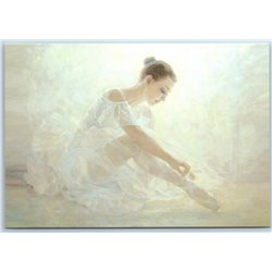 Pretty GIRL Ballerina White on the White Ballet Dance NEW Russia Postcard