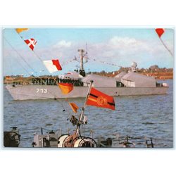 Baltic Sea Fleet, Polish Navy & GDR Boat Ship Real photo BIG A5 Germany GDR Card