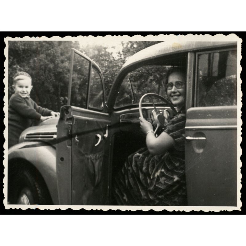 1950s Woman driving Classic Soviet Car LITLE BOY Russian vintage photo