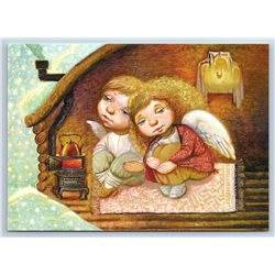 LITTLE GIRL & BOY in Russian Peasant Hearth & Home New Unposted Postcard