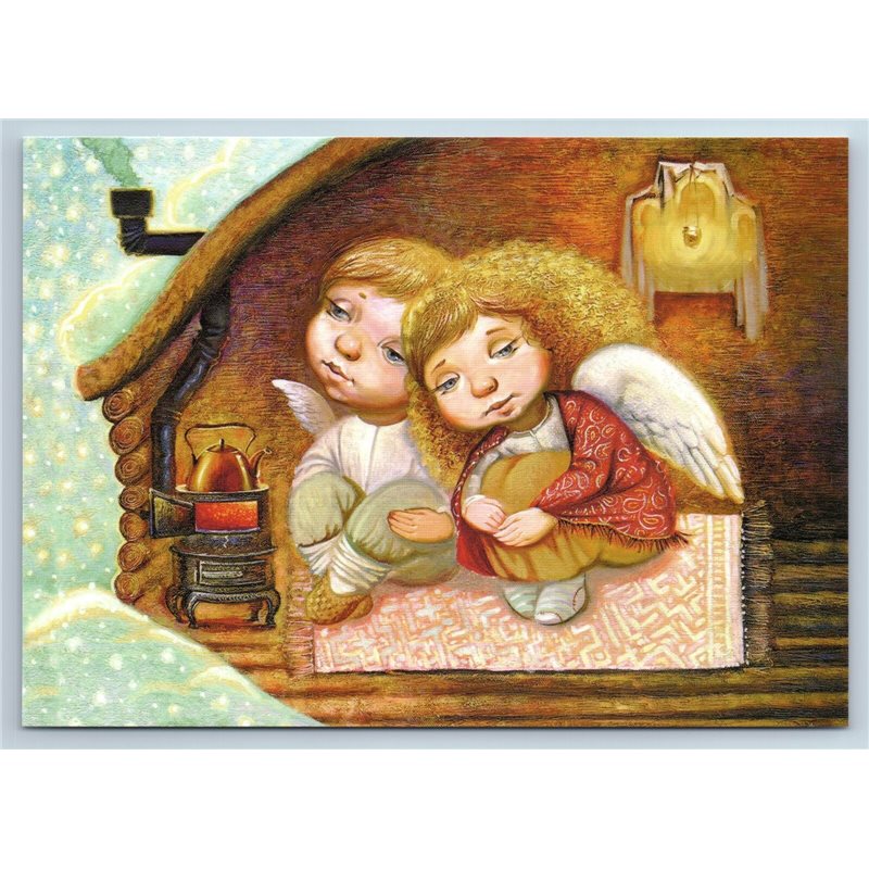 LITTLE GIRL & BOY in Russian Peasant Hearth & Home New Unposted Postcard