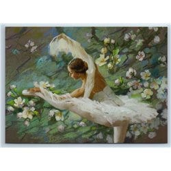 BALLERINA Blooming garden Ballet by Vostrezova New Unposted Postcard