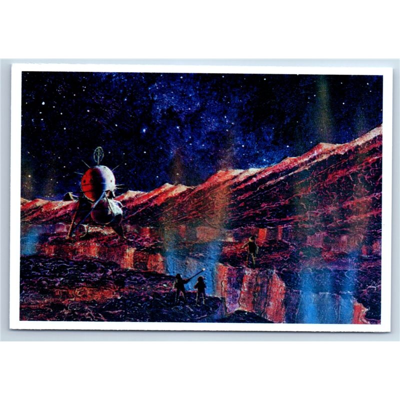 NEAR A LUNAR VOLCANO Soviet Cosmos Space New Postcard