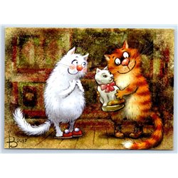 CATS and Porcelain Figurine Gift FUNNY by Zeniuk New Unposted Postcard