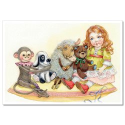 TOYS Doll TEDDY BEAR Monkey Dog Sheep Cute New Unposted Postcard