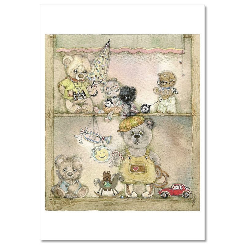 TEDDY BEAR TOYS on the shelves Toyshop CUTE New Unposted Postcard