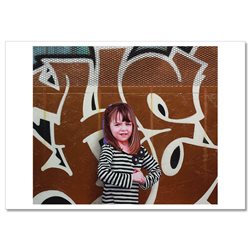 LITTLE GIRL in striped sweater Graffiti Wall New Unposted Postcard