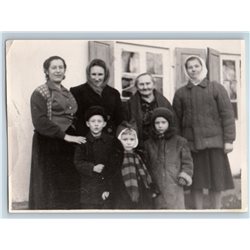 1957 PEASANT FAMILY near House with Kids Russian Soviet photo