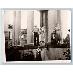 1950s MEN & WOMEN in Park colonnade Group Russian Soviet photo