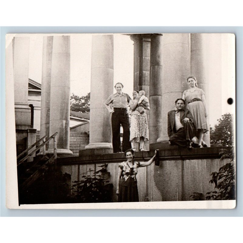 1950s MEN & WOMEN in Park colonnade Group Russian Soviet photo