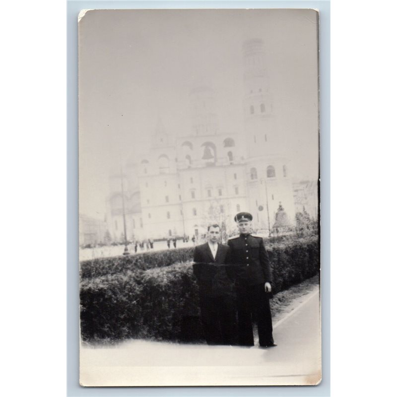 1950s YOUNG MAN & MILITARY OFFICER in Park Gay Int Russian Soviet photo