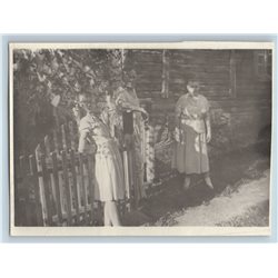 1950s YOUNG GIRL with Family near Peasant House Garden Russian Soviet photo