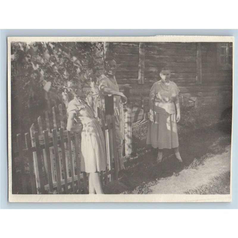 1950s YOUNG GIRL with Family near Peasant House Garden Russian Soviet photo