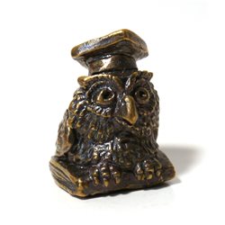 Thimble WISE OWL on Book in Academic cap Solid Brass Metal Russian Souvenir Collection