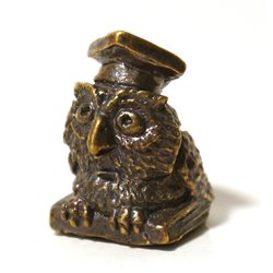 Thimble WISE OWL on Book in Academic cap Solid Brass Metal Russian Souvenir Collection
