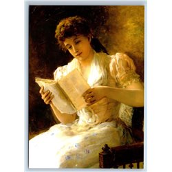 PRETTY YOUNG WOMAN LADY read Letter by Olive New Unposted Postcard
