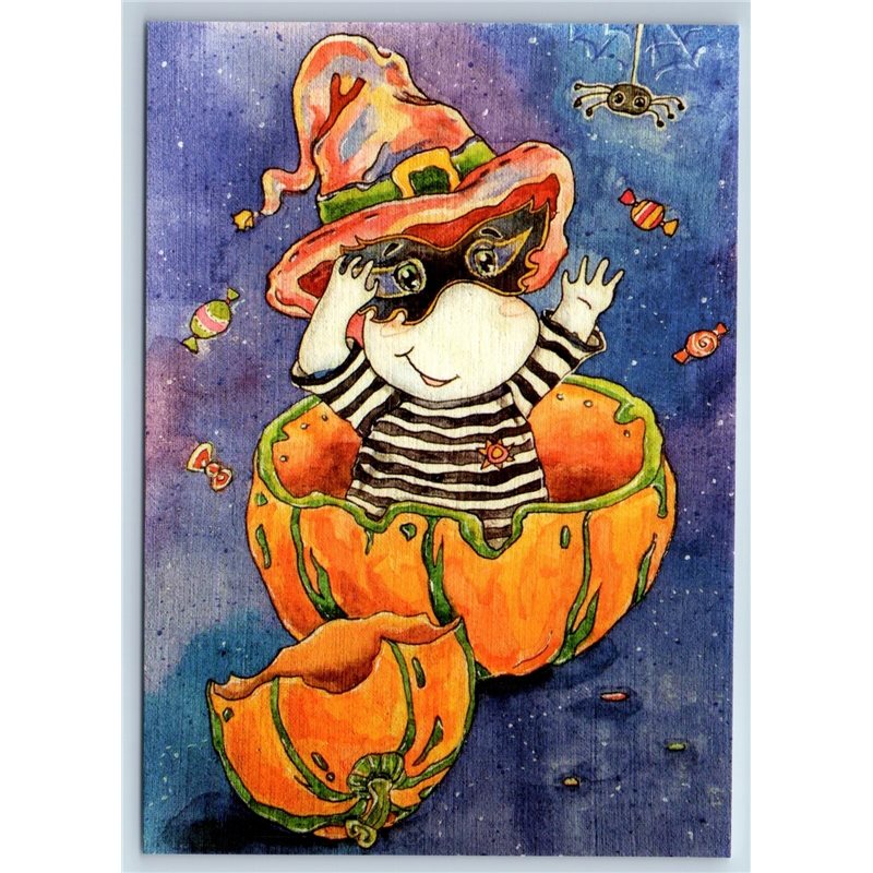 MUMINTROLL in the PUMPKIN Funny Fantasy ill. Russian Unposted Postcard