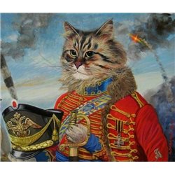 CAT in Napoleonic Russian Army Uniform Fantasy ART Modern Postcard