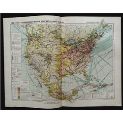 1930 MAP of USA CANADA MEXICO Economic by GEOKARTPROM USSR Soviet Rare