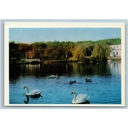Odessa Ukraine Victory Park Lake Swan Trees Bridge Unique Old Vintage Postcard