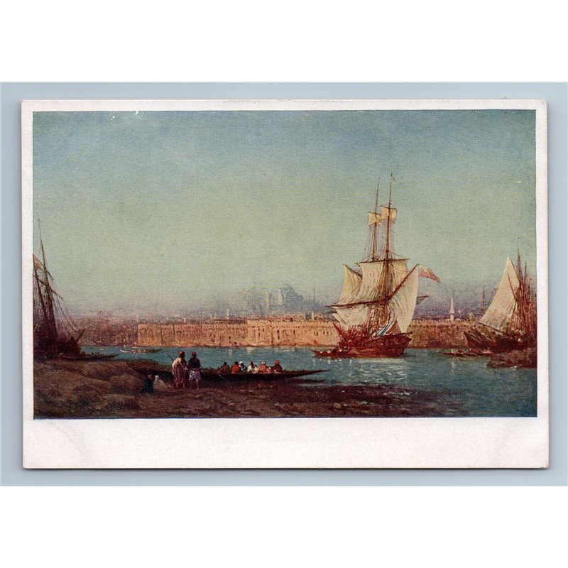 1930 BOSPHORUS sailing boats Seascape Sea by Ziem GOZNAK Art Vintage Postcard