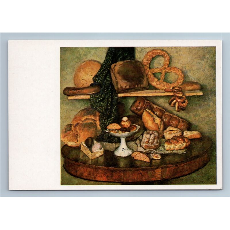 1986 BREADSTUFFS Moscow foods Ethnic STILL LIFE by Mashkov Art Vintage Postcard