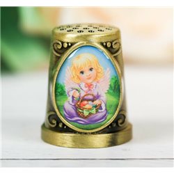 Thimble LITTLE GIRL EASTER ANGEL Solid Brass Metal Russian Souvenir Collection