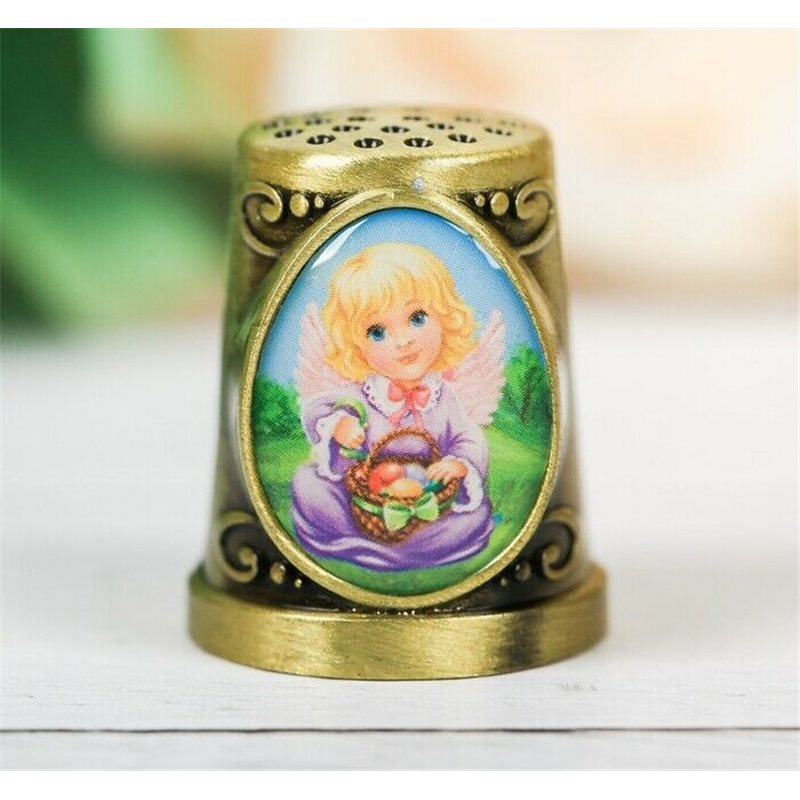 Thimble LITTLE GIRL EASTER ANGEL Solid Brass Metal Russian Souvenir Collection