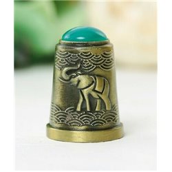 Thimble ELEPHANT Green Decor Solid Brass Metal Russian Souvenir Collection