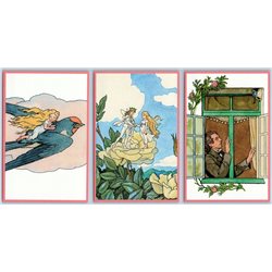 THUMBELINA and TOM THUMB Andersen by Dekhterev RARE COLLECTIBLE Set 30 Postcard