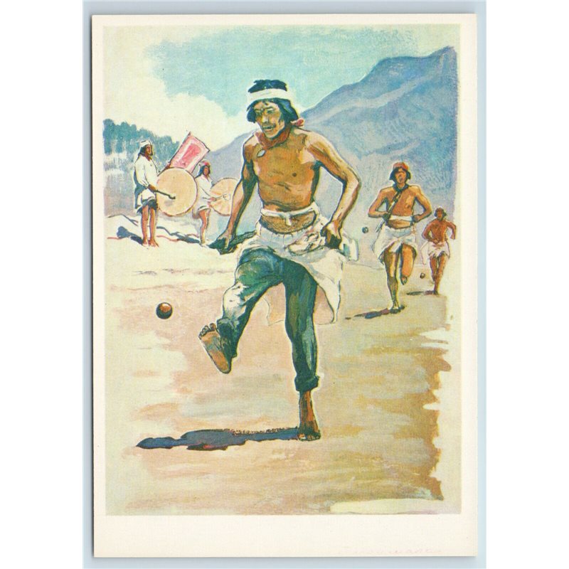 SPORT "Runner", Mexican Indians Mexico Run 1981 Russia VTG postcard