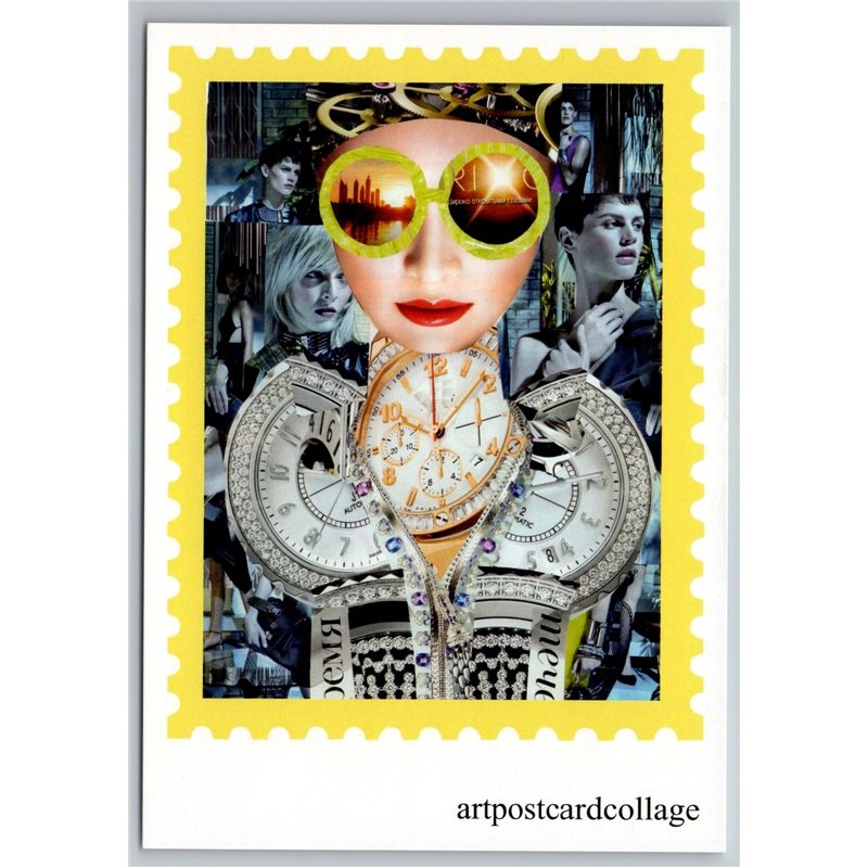 WOMEN advertising Luxury Watch Unusal POP ART Collage Russian NEW Postcard