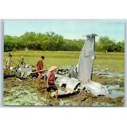 1970s VIETNAM WAR HERE U.S. USA AIR FORCE Downed plane Rare Unposted Postcard