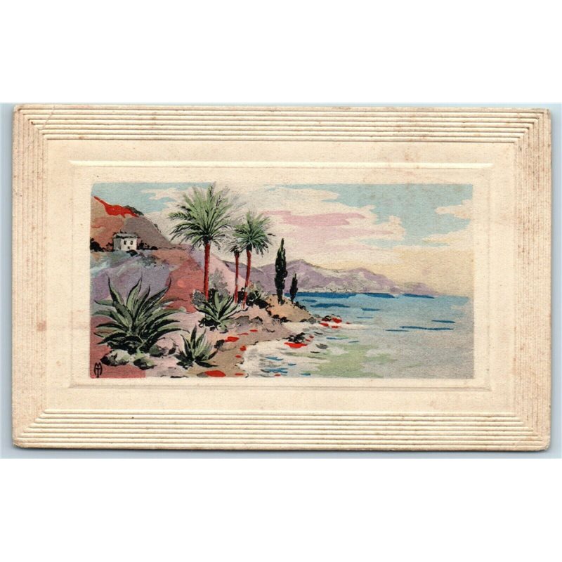 1900’s SEASIDE Landscape Sea Early  Carl Odemar 1122 Embossed Antique Postcard