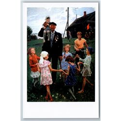 CHILDREN of the World by Tkachevs. Russian peasant Veteran WWII Russian postcard