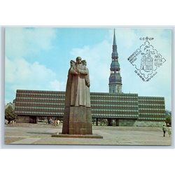 1982 RIGA Square Latvian Red Riflemen Commemorative stamp Soviet USSR Postcard