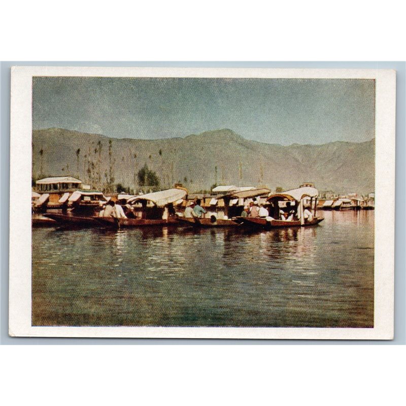1958 INDIA Shikary BOAT Lake Dal Srinagar Seascape Real Photo Soviet Postcard