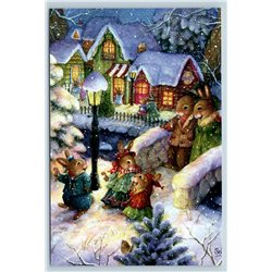 HOLLY POND HILL CHRISTMAS EVE Bridge Tree Family by SUSAN WHEELER New Postcard