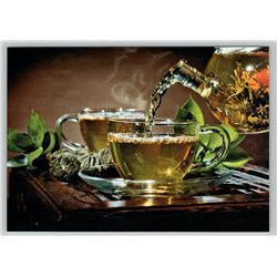 Tea party time Herbal tea & kettle Real Photo Russian Modern Postcard