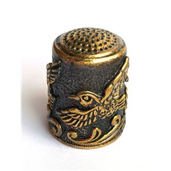 Thimble BIRDS of PARADISE Two Tone Solid Brass Metal Russian Souvenir Collection