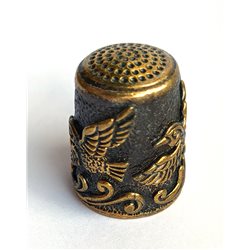 Thimble BIRDS of PARADISE Two Tone Solid Brass Metal Russian Souvenir Collection