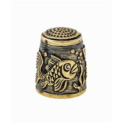 Thimble GOLDFISH Fishes underwater Solid Brass Metal Russian Souvenir Collection