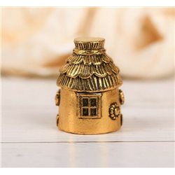 Thimble VILLAGE HUT HOUSE Gold Tone Solid Brass Metal Russian Collection