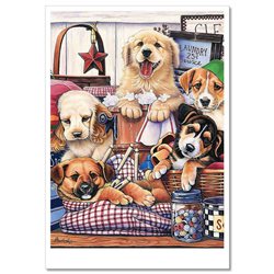 FUNNY DOGs Sewing yarn Laundry Puppy Comic by Jenny Newland MODERN Postcard