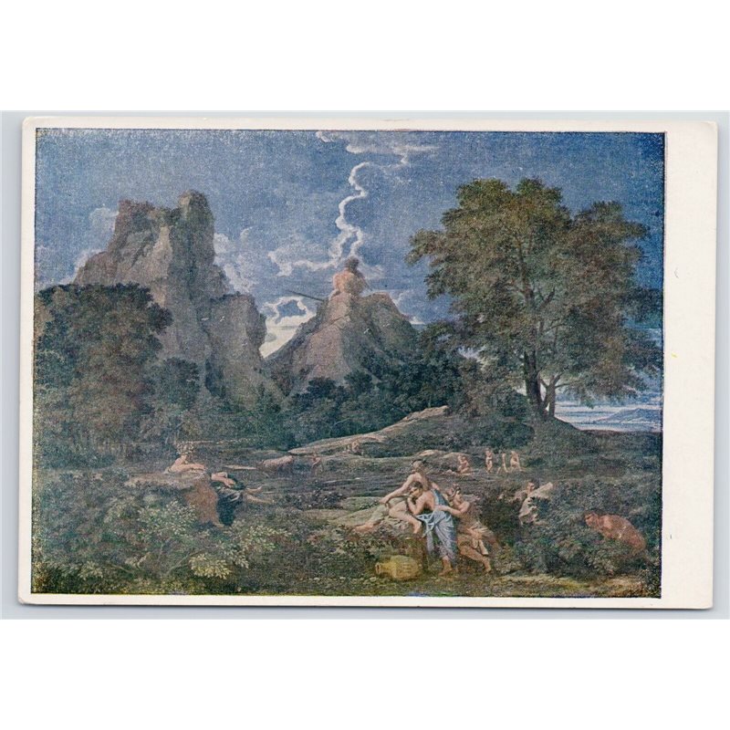 1945 Nicolas Poussin Landscape with Polyphemus WWII Soviet USSR Postcard