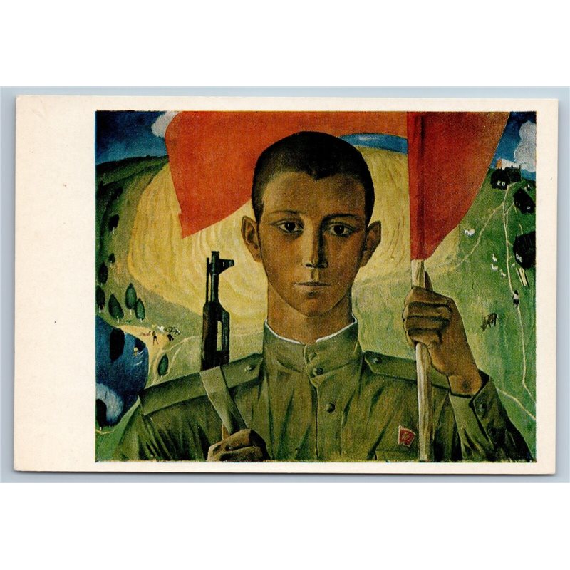 1980 SOLDIER OF  SOVIETS Military Red Banner Propaganda Soviet USSR Postcard