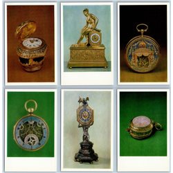 1987 ANTIQUE CLOCKS and WATCHES Skeleton Museum Kremlin RARE Set 16 Postcards