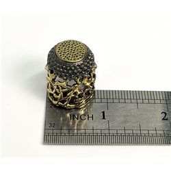 Thimble OPENWORK ART CHAMPAGNE Two Tone Solid Brass Metal Russian Collectible