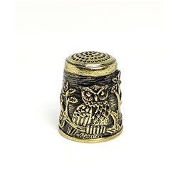 Thimble OWL BIRD on TREE Forest Solid Brass Metal Russian Collectible Souvenir