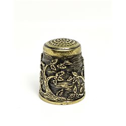 Thimble OWL BIRD on TREE Forest Solid Brass Metal Russian Collectible Souvenir